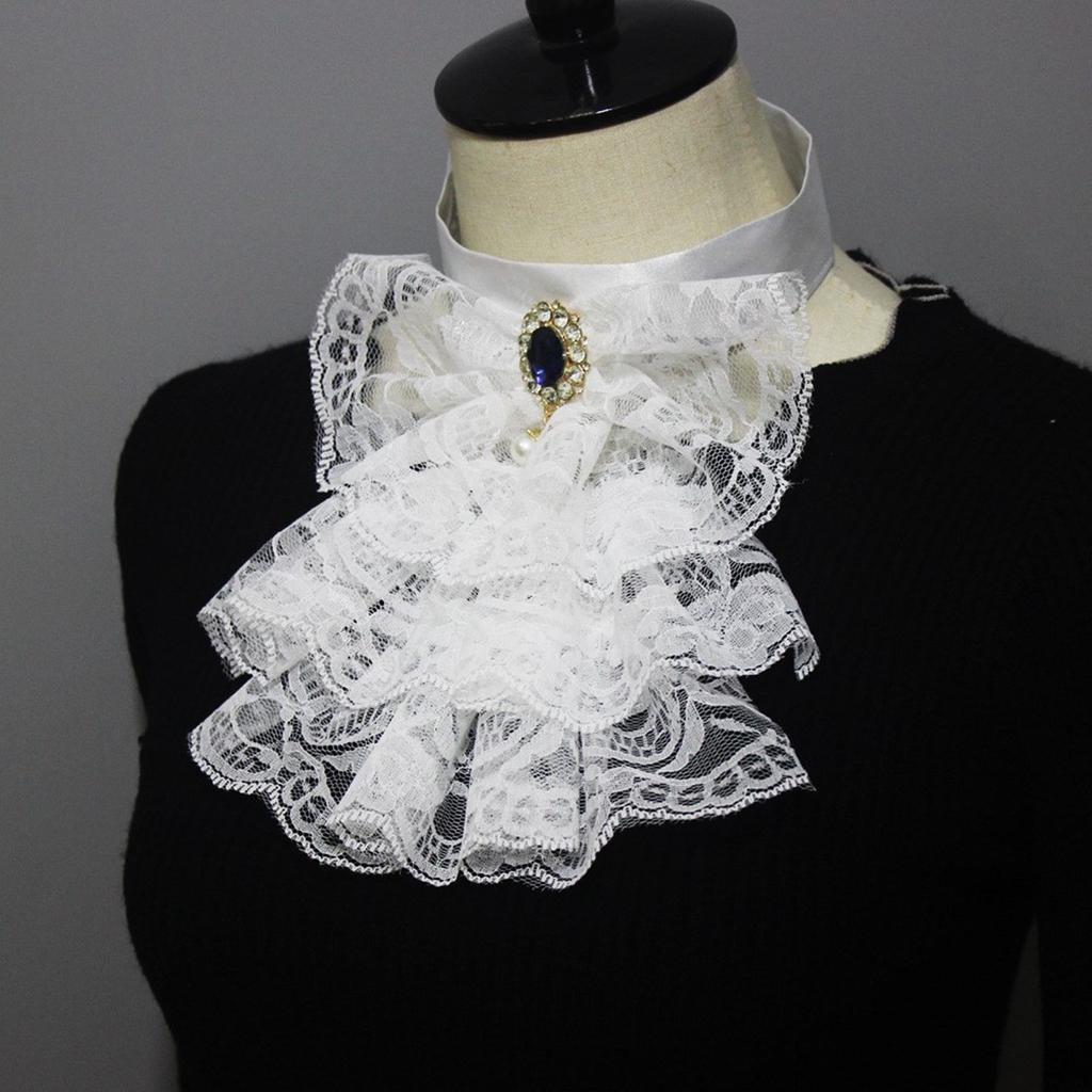 Renaissance Tulle Ruffled Neck Collar Clown Lace Choker Ruffle Collar Victorian Style Costume Collar