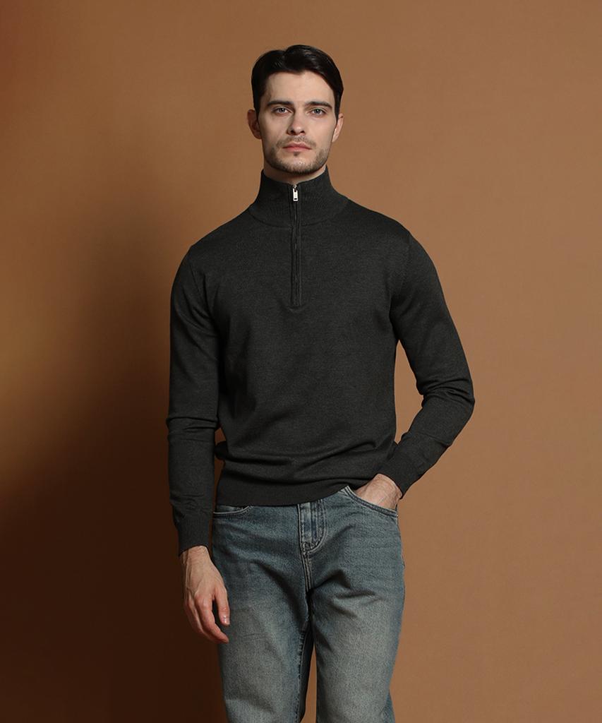 PANICALE Dark Gray Soft Half-Zip Knit
