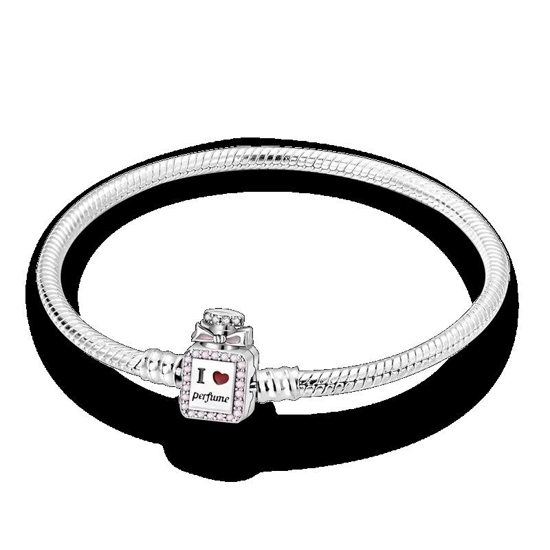 Браслет из стерлингового серебра 925 пробы Бабочка Цветок Клевер Зеленая Кошачья Лапка Любовь Циркон Ювелирные изделия Подарки для женщин 17-20 см