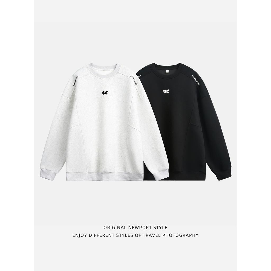 Свитер с разрезами, плотного профиля, с круглым вырезом, мужской, осенний, с контрастной цветной печатью, уличный, американский пуловер-куртка