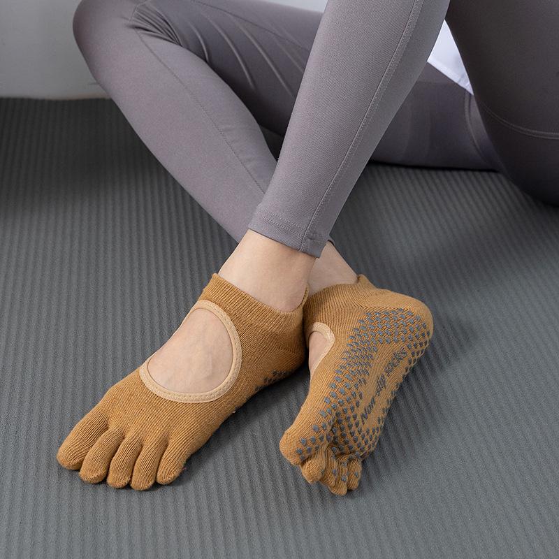 Носки ToeSox с открытой спиной, нескользящие, для йоги и пилатеса, с пятью пальцами — всесезонное качество