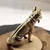 62KD Brass Metal Lucky Fortune Dog Statue Small Ornament Little Puppy Wolf Figurines Chinese Desktop Tea Pet Decoration