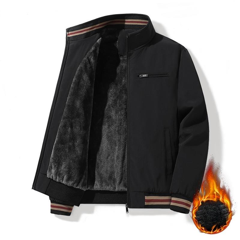 Мужские зимние теплые куртки с флисовой подкладкой, повседневная легкая ветрозащитная куртка с карманами, куртка-стойка, рабочая куртка для мужчин, толстая теплая куртка-карго