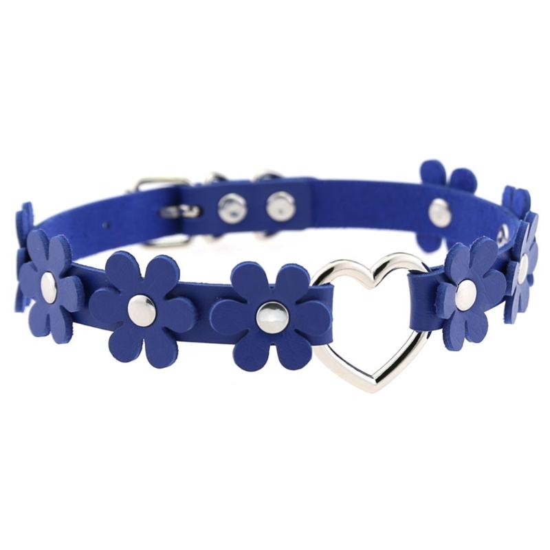 Leather Collar Choker Cute Flower Collar Necklace Neck Chain Necklace Statement Jewelry Heart Ring Necklace for Women
