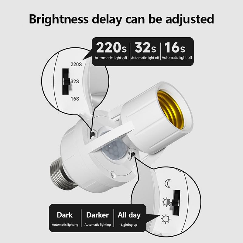 Ac100-240V E27 гнездо преобразователя с PIR датчиком движения ампула светодиодная лампа E27 цоколь интеллектуальный переключатель лампочка патрон лампы