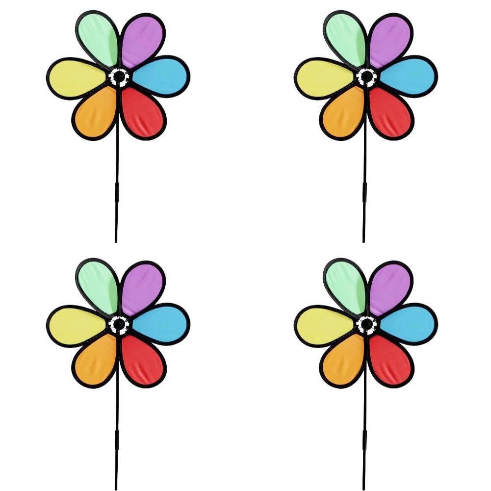 1-6 шт. Цветочная ветряная мельница Ветряной спиннер Красочный Креативный Отпугиватель птиц Уличный Газон Двор Цветочные спиннеры Садовое украшение Детская игрушка