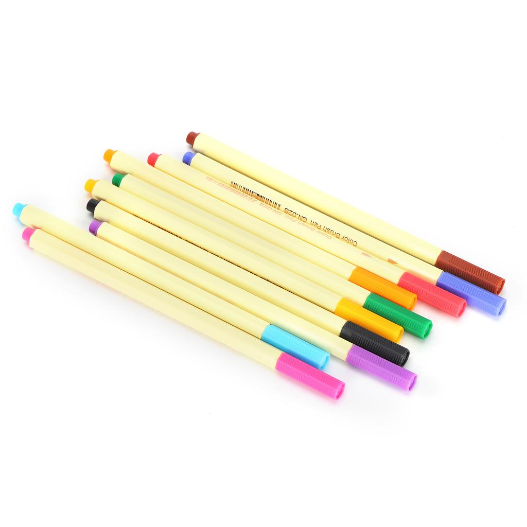 10Pcs Hook Line Pen 10‑Color Painted Watercolor Marker Sketch Drawing Coloring Supplies