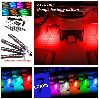 4x12LED Автомобильная декоративная подсветка салона для ног, неоновая атмосфера, RGB с пультом дистанционного управления