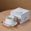 Round Wooden Ceramic Coffee Cup with Saucer Modern Afternoon Tea Dessert Cup Exquisite Couple Mug Office Mug Home Decoration.