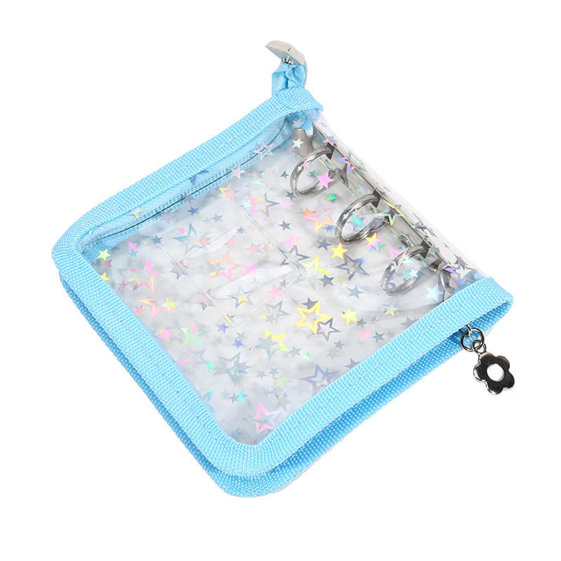 Мини 3-кольцевой папку из ПВХ Дизайн Звезда Лазерная Молния Прозрачный Альбом Для Фото Карточек Хранение Памяти Коллекционирование Изысканный Быстрая Доставка