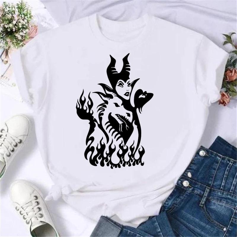 Cartoon Spoof Villains Princess Print Blouse 90S Tshirt Summer Harajuku White T Shirts Y2k Tops Gift Unisex