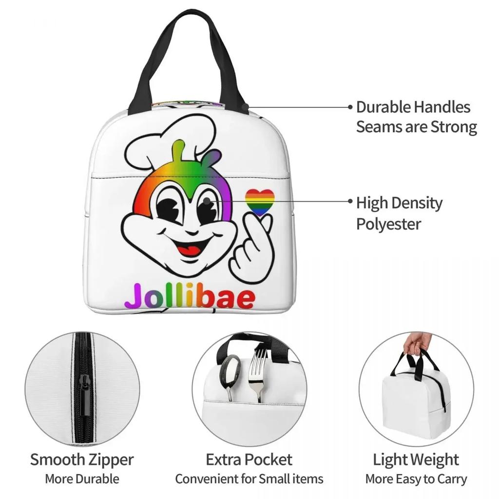 Jollibee Pride Insulated Lunch Bag for Women Children Portable Food Boxes Thermal Lunch Box Tote