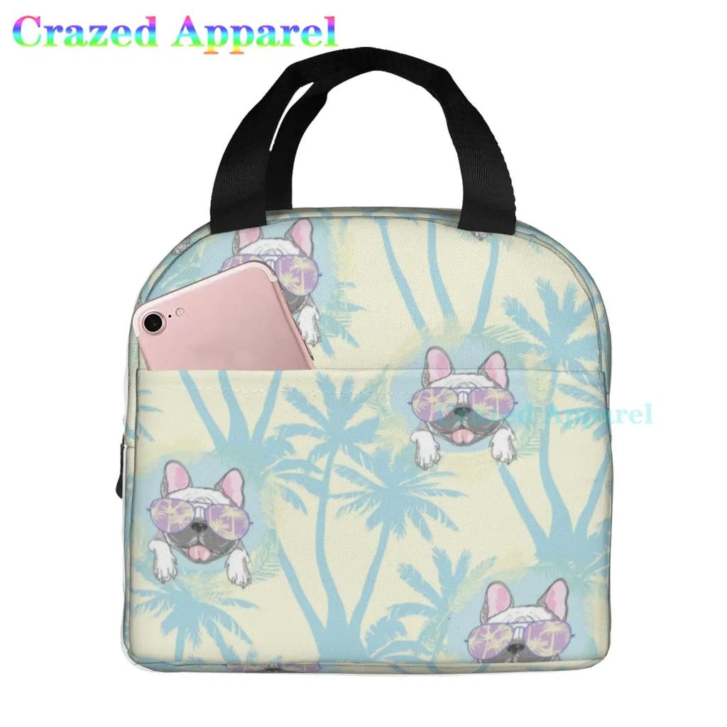 Утепленная сумка для ланча French Bulldogs Dog для женщин, мужчин и детей, большая и многоразовая, с ручкой, с возможностью заморозки для поездок на работу и в школу