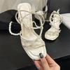 2025 spring and autumn new fashion versatile butterfly French fashion high-heeled sandals women's word open-toed stiletto