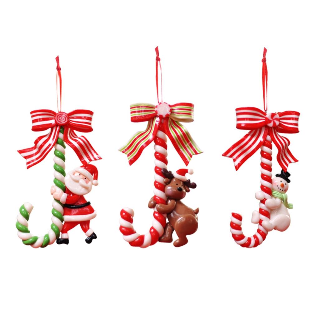 3 шт. рождественские украшения в виде леденцов Санта-Клаус Снеговик Лось Рождественские конфеты украшение из полимерной глины для праздничной вечеринки Рождественский декор