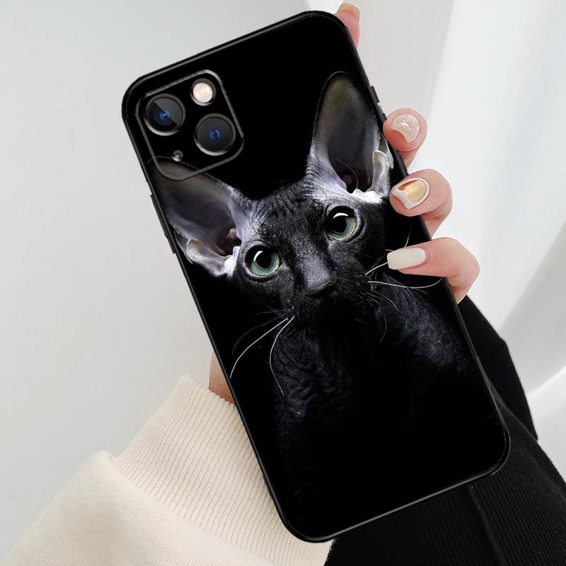 Sphynx Cat Phone Case For iPhone 11 12 13 14 15 16 Pro Max Mini X XR XS Max Plus Cover Funda