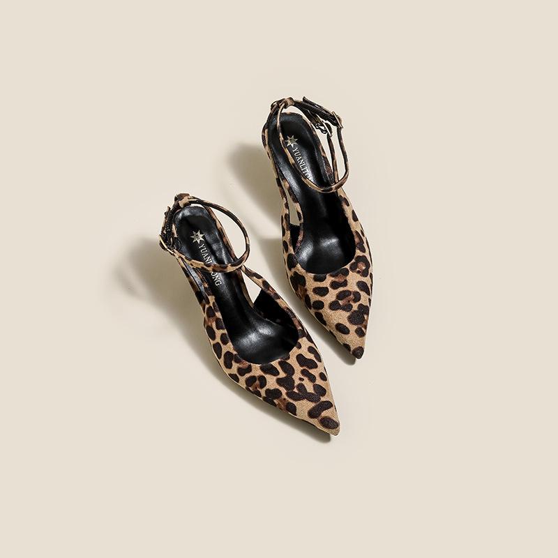 ZR same sexy high heels for women, empty bag head sandals after outer wear, fashionable leopard print, European and American style light luxury single