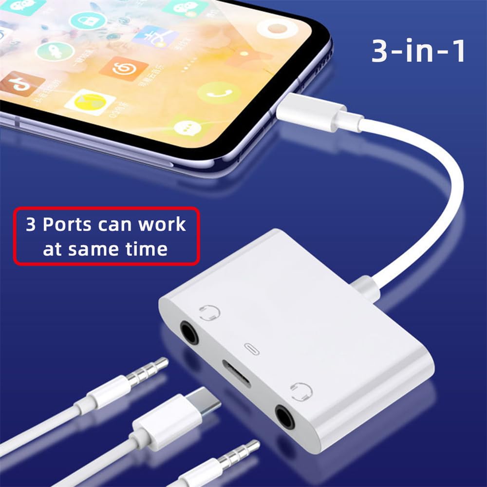 Xiwai USB C Hub Type C Dual Audio AUX MIC Sound Card PD Power Charge Adapter 3 в 1 USB-удлинитель Совместим с ноутбуком, планшетом, мобильным телефоном - 3,5 мм и
