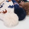 Winter Baby Boy Hat with Earflap Faux Fur Ball Knitted Kids Beanie Cap Toddler Bonnet Hats Infant Accessories Fleece Lining 1-5Y