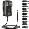 General Purpose 12V 3A AC Adapter DC12V Power Supply Compatible with 1A 2A 3A 11 Types Conversion Jack For Powering LED Strip Surveillance Cameras and