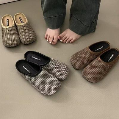 2024 Новые женские тапочки Gentle Wrap Head Half Slipper Женские летние пальто Новые плоские туфли без каблуков Lazy Muller Шлепанцы женские