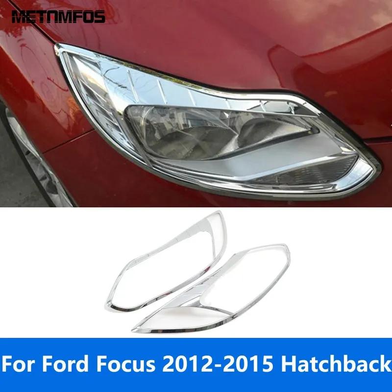 Head Light Lamp Cover Trim For Ford Focus Hatchback 2012 2013 2014 2015 Chrome Headlight Protection Frame Exterior Accessories