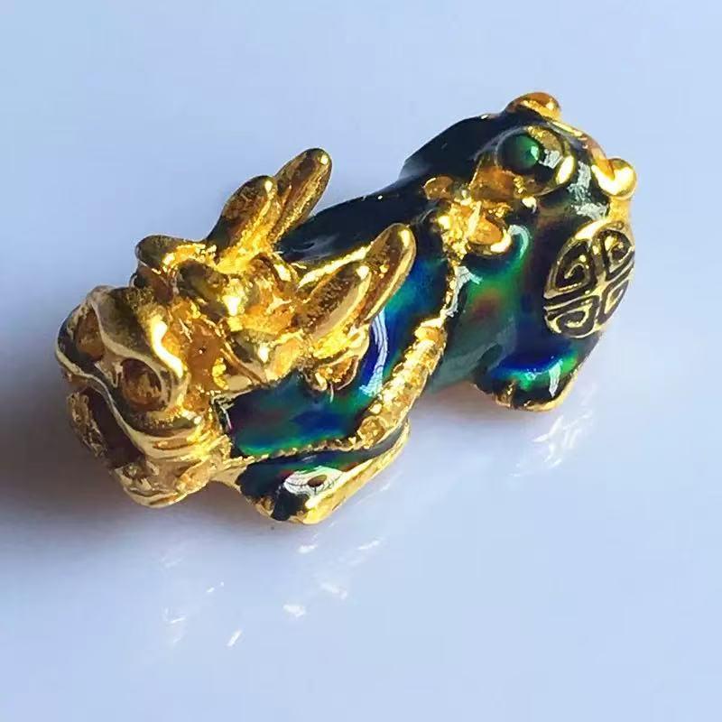 Серебряный браслет Пиксиу, меняющий цвет от температуры, с 3 бусинами-разделителями для DIY - Аксессуары в стиле китайских династий