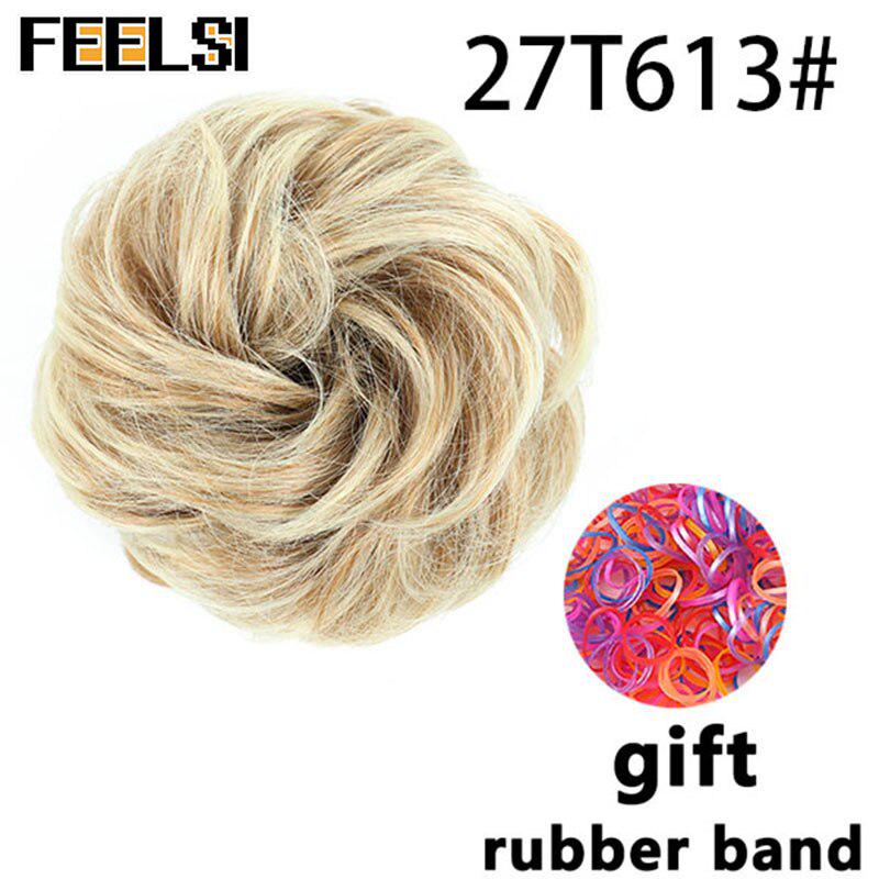 Женский вьющийся шиньон с эластичной резинкой, синтетическая резинка для волос, небрежный пучок, шиньоны