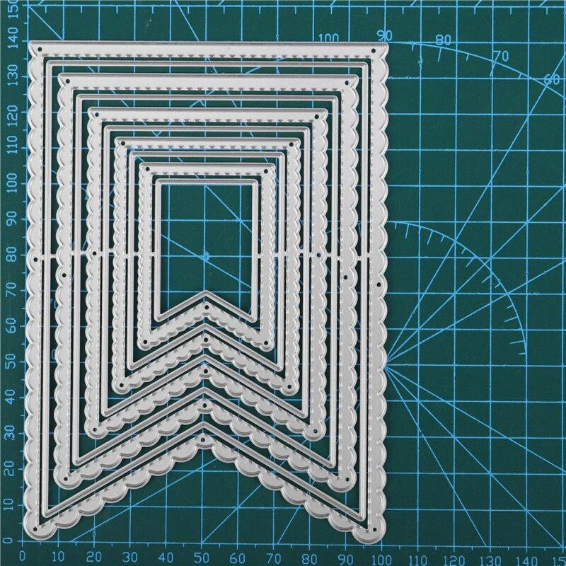 5Pcs Banners Metal Cutting Die Stencil Template for DIY Embossing Paper Photo Album Cards Making Scrapbooking Die Cut