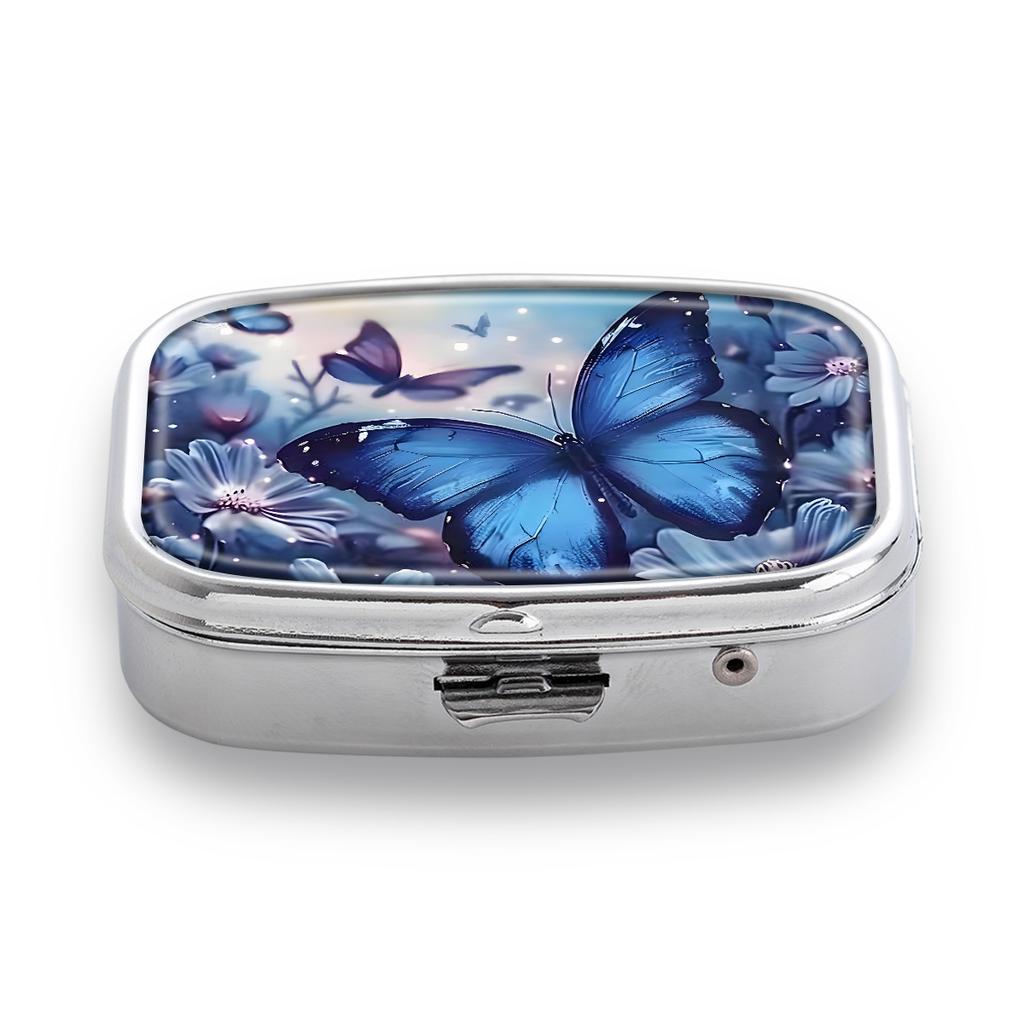 Mini Metal Jewelry Box, 2 Grids Portable Storage Case, Travel Small Organizer for Earrings and Tiny Items