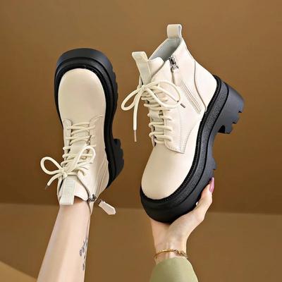 Новые популярные однотонные универсальные женские ботинки, удобная верхняя одежда, профессиональные женские ботинки со шнуровкой и пряжкой