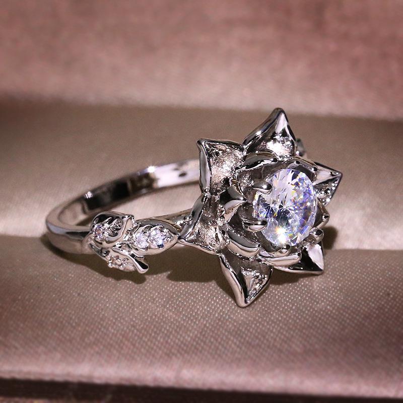 Новые латунные украшения 2019 года: Стильное женское нежное полое кольцо с цветком