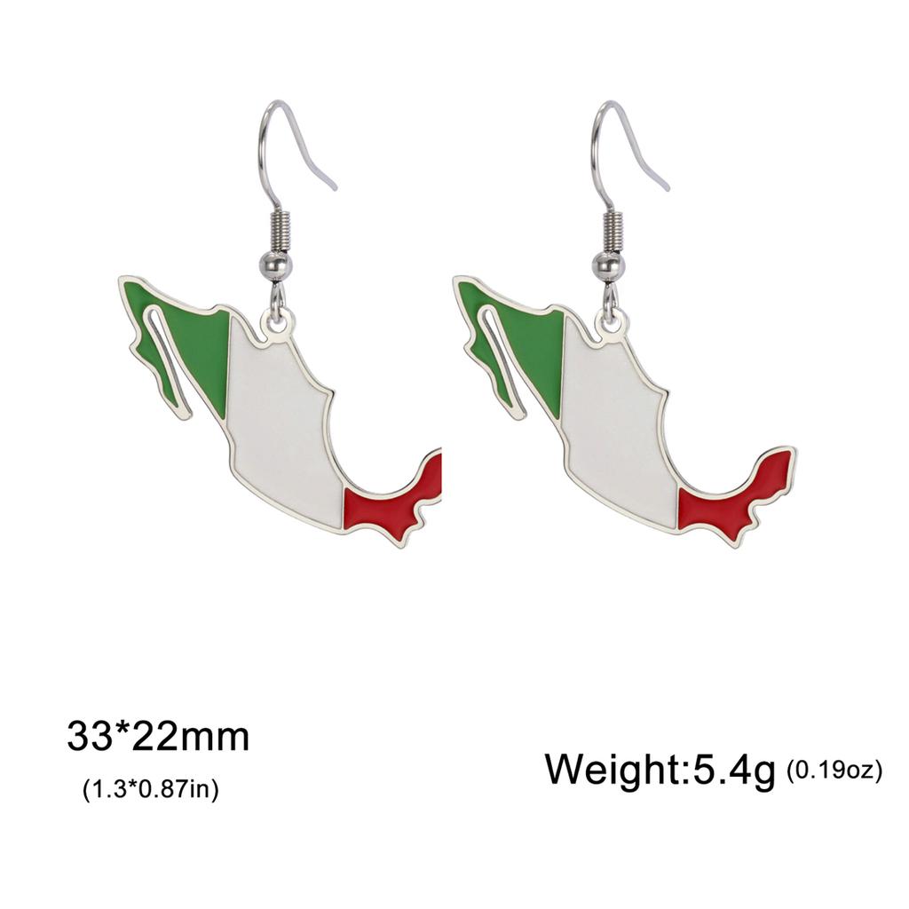 Drip Oil Mexico Map Earrings For Women Stainless Steel Gold Silver Color Charm Fashion Mexican Flag Earring Jewelry Gift