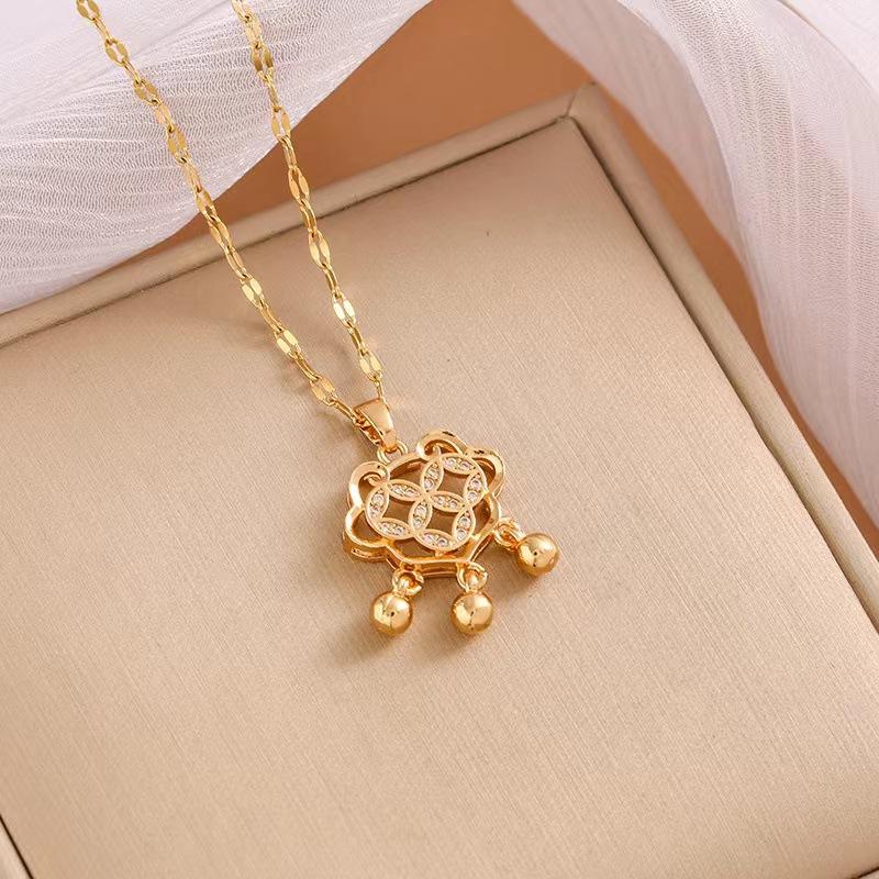 Новое ожерелье с подвеской Ping An Lock для женщин, простое, модное, легкое, роскошное, нишевое, дизайн высокого класса