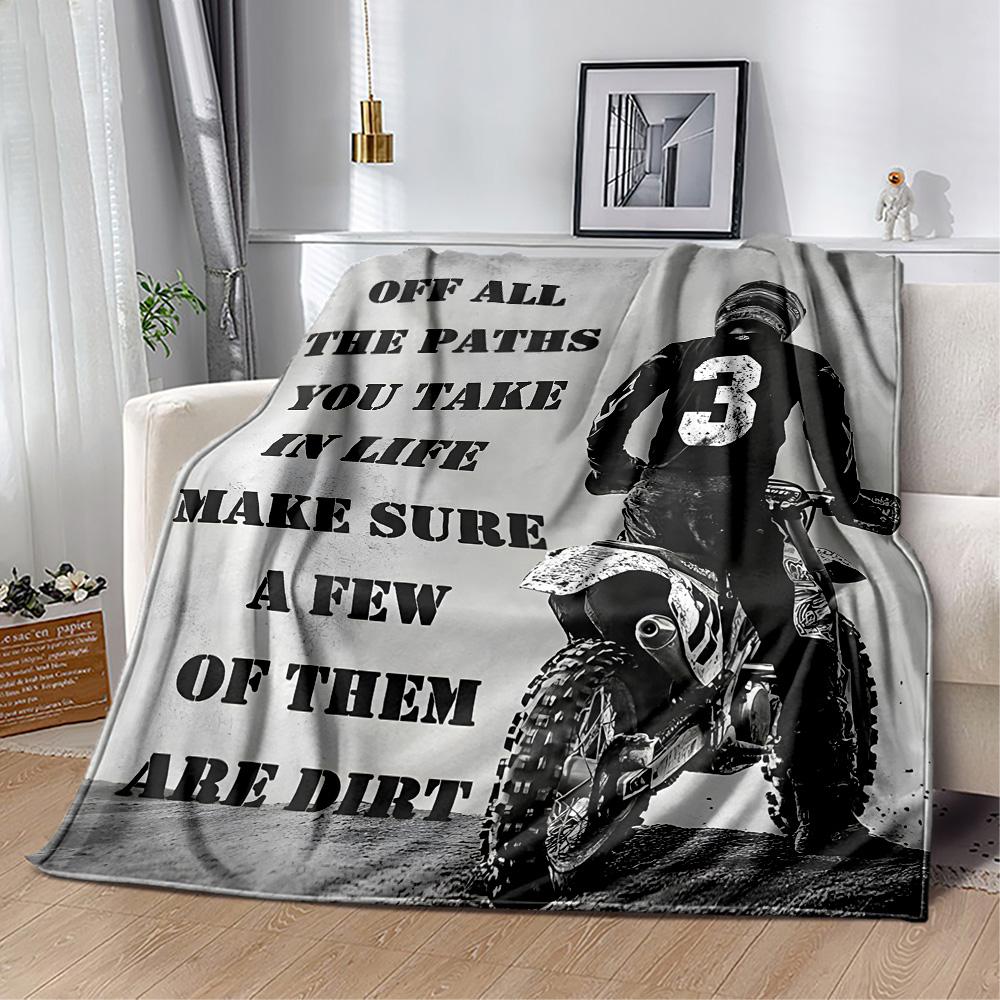 Motocross Adventure Sport Flannel Blanket - Soft and Suitable for Sofas, Beds, Offices, Travel, All Seasons, and The Best Gift for The Holidays.