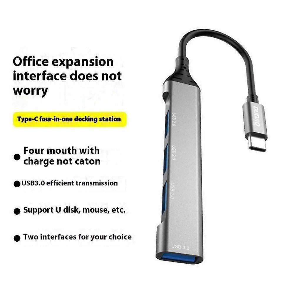 A16T 4-Port USB Hub Aluminum Alloy Docking Station, 3x USB 2.0 + 1x USB 3.0 Ports - USB Port