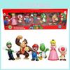 Six Piece Super Mario Bros Action Figure Toys Set Featuring Luigi Yoshi And Mushroom Collectibles For Kids