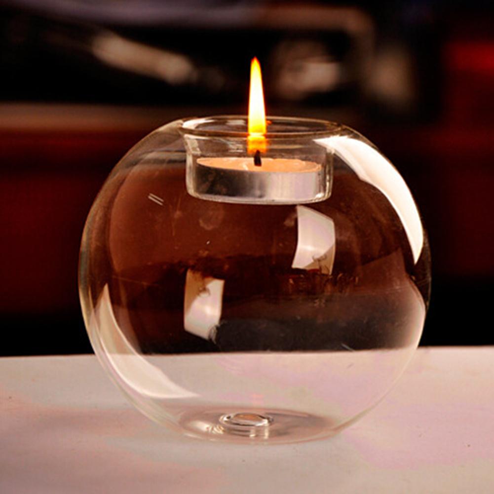 10cm Stylish Crystal-like Glass Candle Holder Romantic Candlestick Home Cafe Wedding Candlelight Dinner Decoration