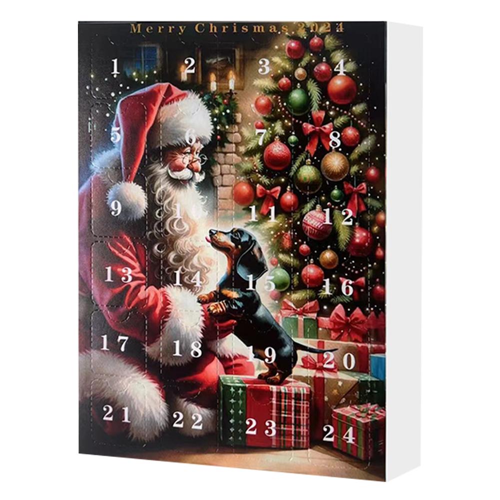 Адвент-календарь 2024 года 24-дневный рождественский адвент-календарь с таксами на 2024 год Милый рождественский календарь обратного отсчета в подарок для детей и взрослых