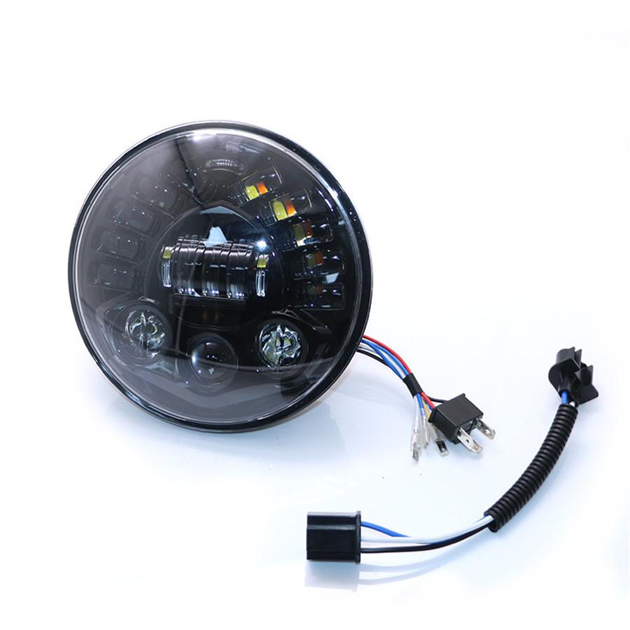 7-дюймовая светодиодная черная круглая мотоциклетная фара с проектором ближнего/дальнего света 7" круглая фара