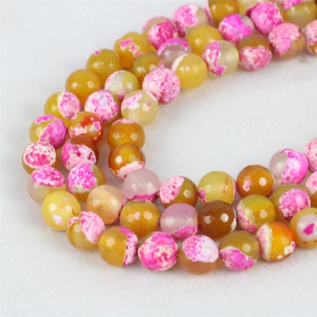 10 мм граненые круглые розовые, желтые агаты, оникс, свободные бусины из натурального камня для женщин и девочек, украшения «сделай сам» для изготовления ювелирных изделий, дизайн