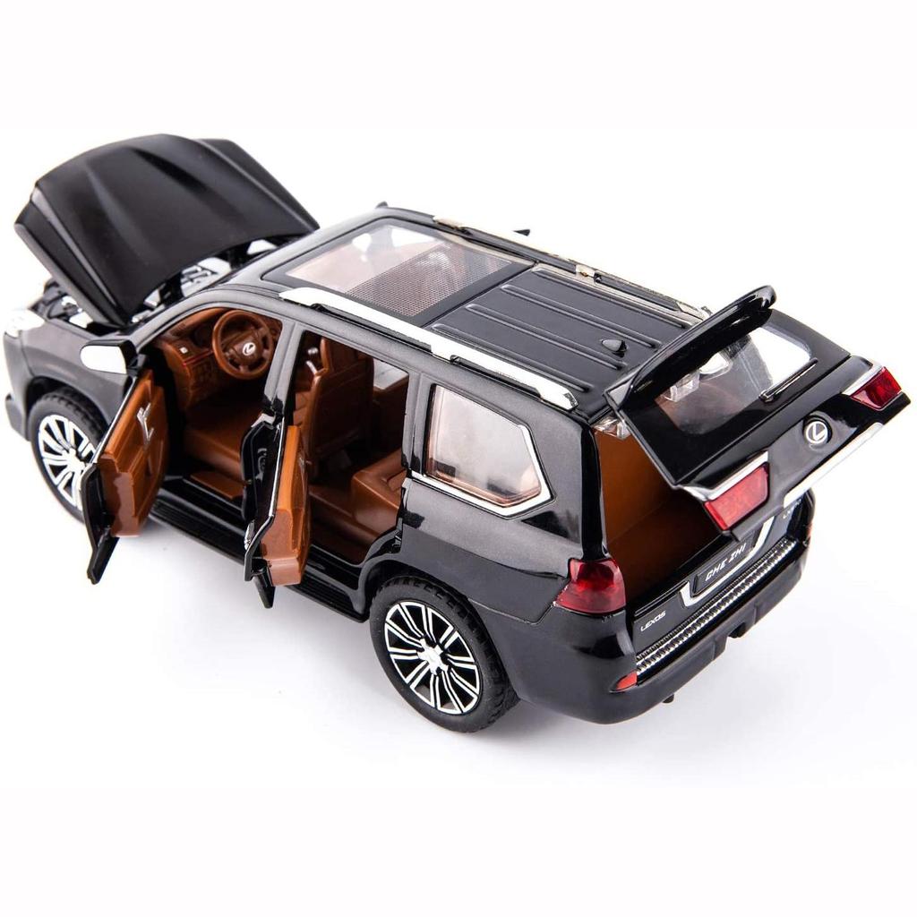Lexus 570 Off-Road в масштабе 1/24, модель роскошного внедорожника, игрушечный автомобиль из цинкового сплава со звуком и светом для детей, подарок для мальчиков и девочек