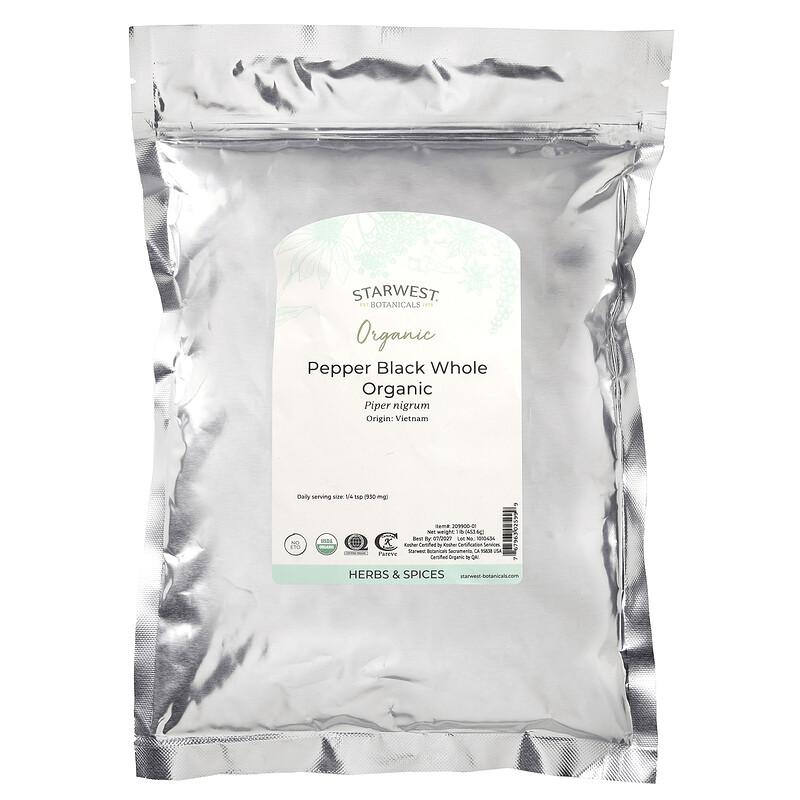 Organic Pepper Black, Whole, 1 lb (453.6 g)