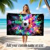 Soccer Theme Beach Towel Personalized Custom Name & Text Soft Quick Dry Beach Towel for Swimming Travel