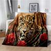Plush Fleece Beast Animal Roses and Leopard Cheetah Throw Blanket Home Bedroom Bed Sofa Picnic Travel Cover Kid Soft Blanket