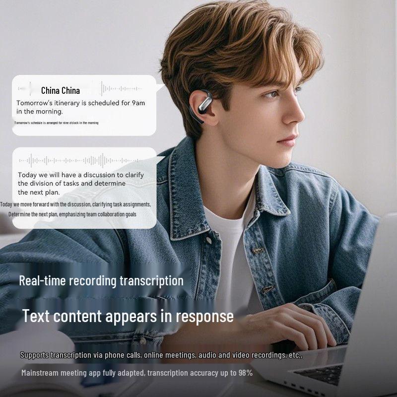 AI-наушники M118 Smart Translation с долгим временем работы от аккумулятора и дисплеем, полувкладыши, Bluetooth с креплением за ухо.