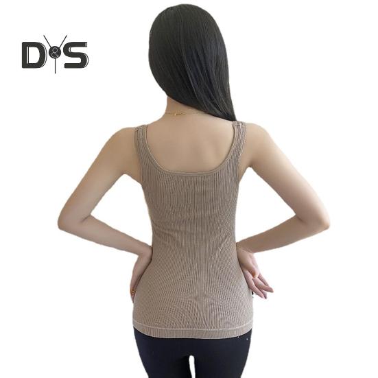 Winter Women Thermal Vest with Chest Pads Seamless Velvet-lined Fast Temperature Lock Heating Slim Fit Elastic Sleeveless Inner Wear Bottoming Tank