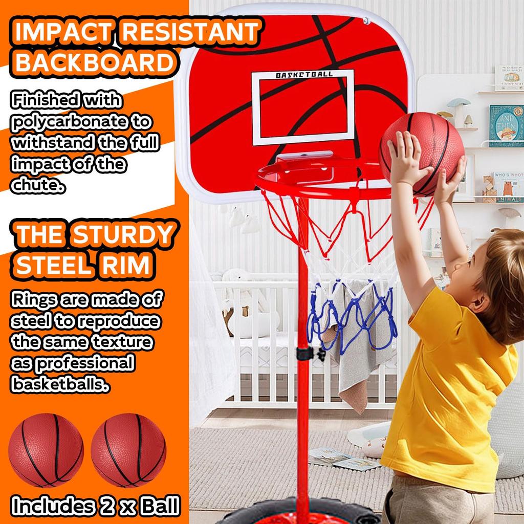 Kugooyi 1-Pack Kids' Basketball Stand, Sports Basketball Backboard Kit with Adjustable, Stable, Detachable Ball for Home Games and Exercises,