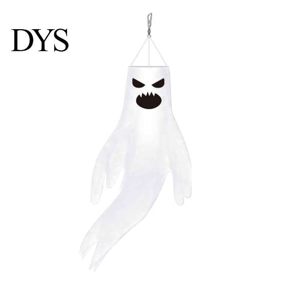 Waterproof Garden Ornaments 44 Inch Halloween Hanging Ghost Windsock, White Flying Ghosts Flag Wind Outdoor Decorations Socks for Tree, Yard