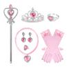 7PCS/Set Princess Love Necklace Set Girls Princess Jewelry Children's Peach Heart With Diamond Crown Wand
